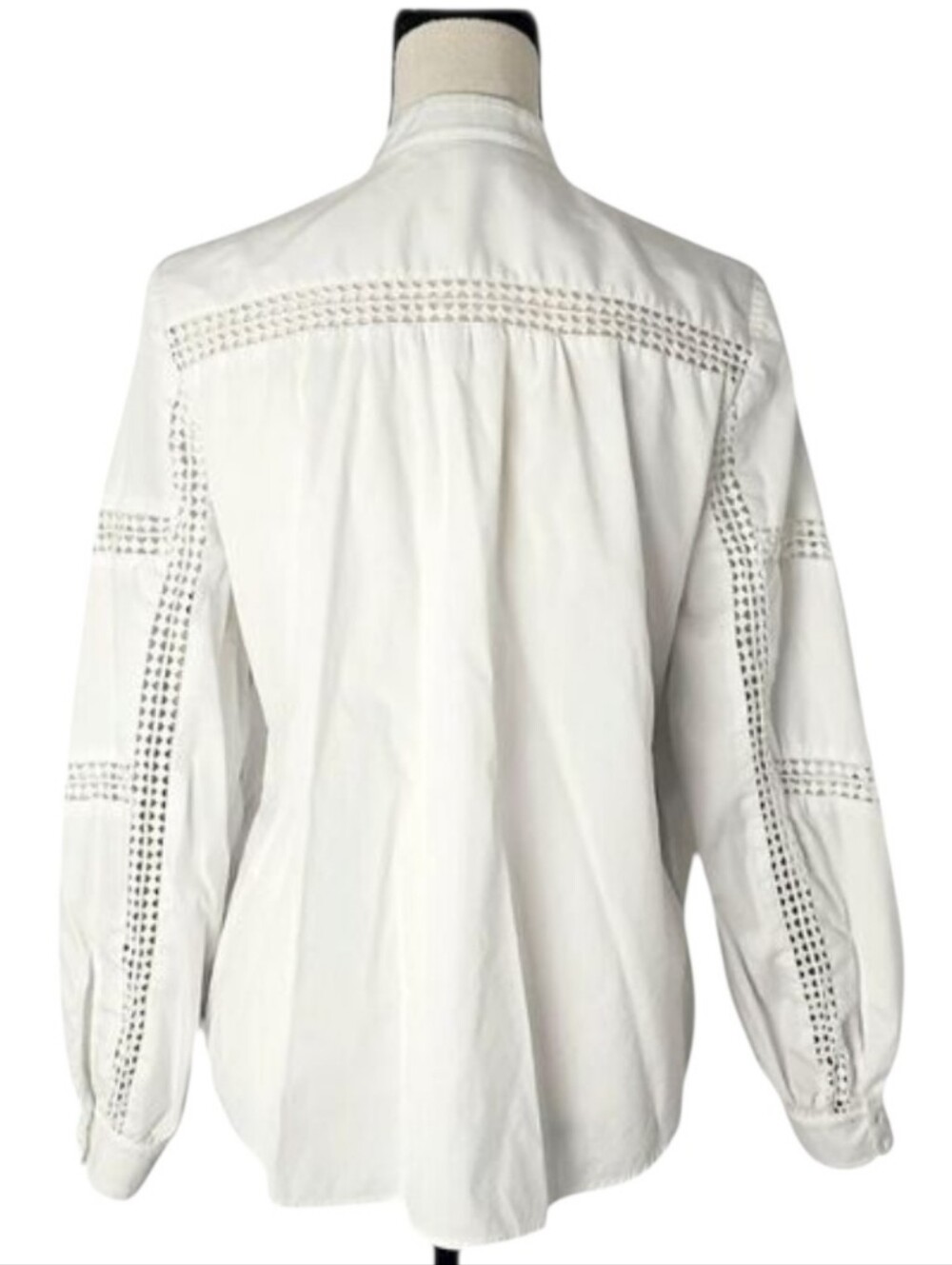 White House Black Market White Eyelet Trim Blouse Medium - Picture 5 of 9